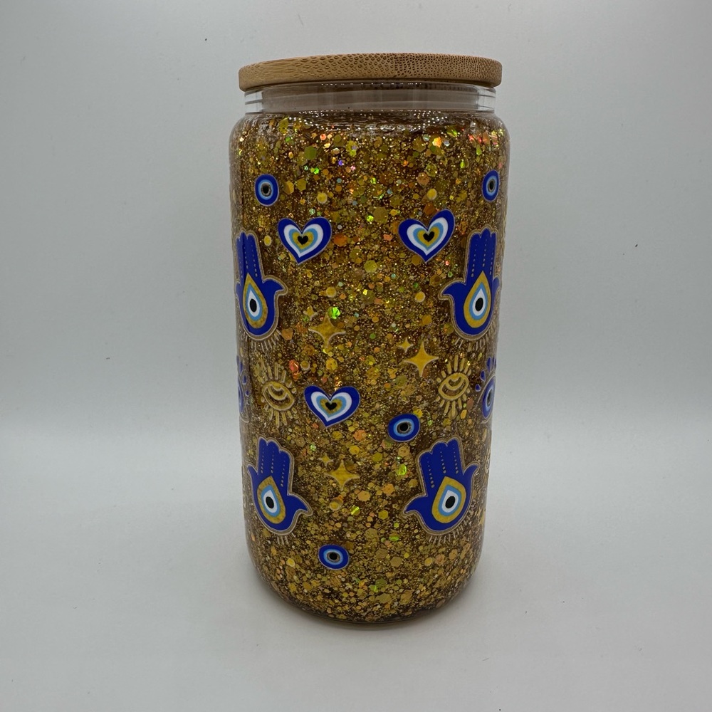 Evil eye snow globe tumbler 16oz